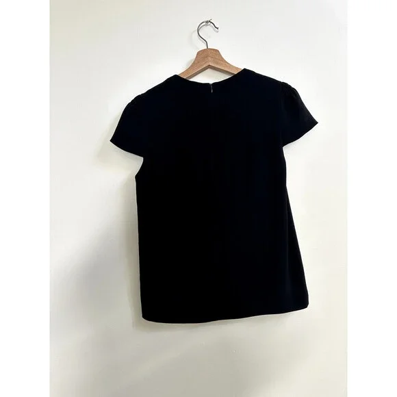 Maje Fraiche Keyhole Black Embroidered Short Sleeve Blouse size 2 $345 - Picture 13 of 15